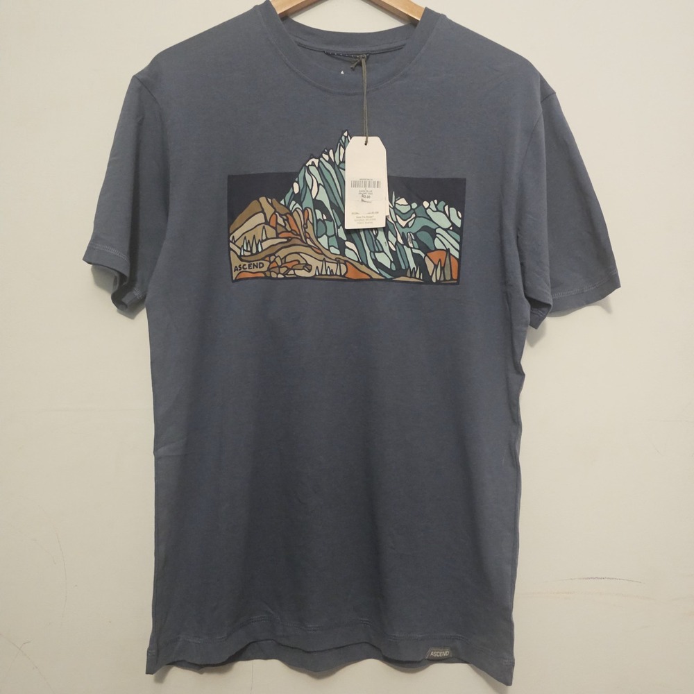 NWT Ascend Graphic Tee Small Organic Cotton Dark Blue Athletic Outdoor Nature